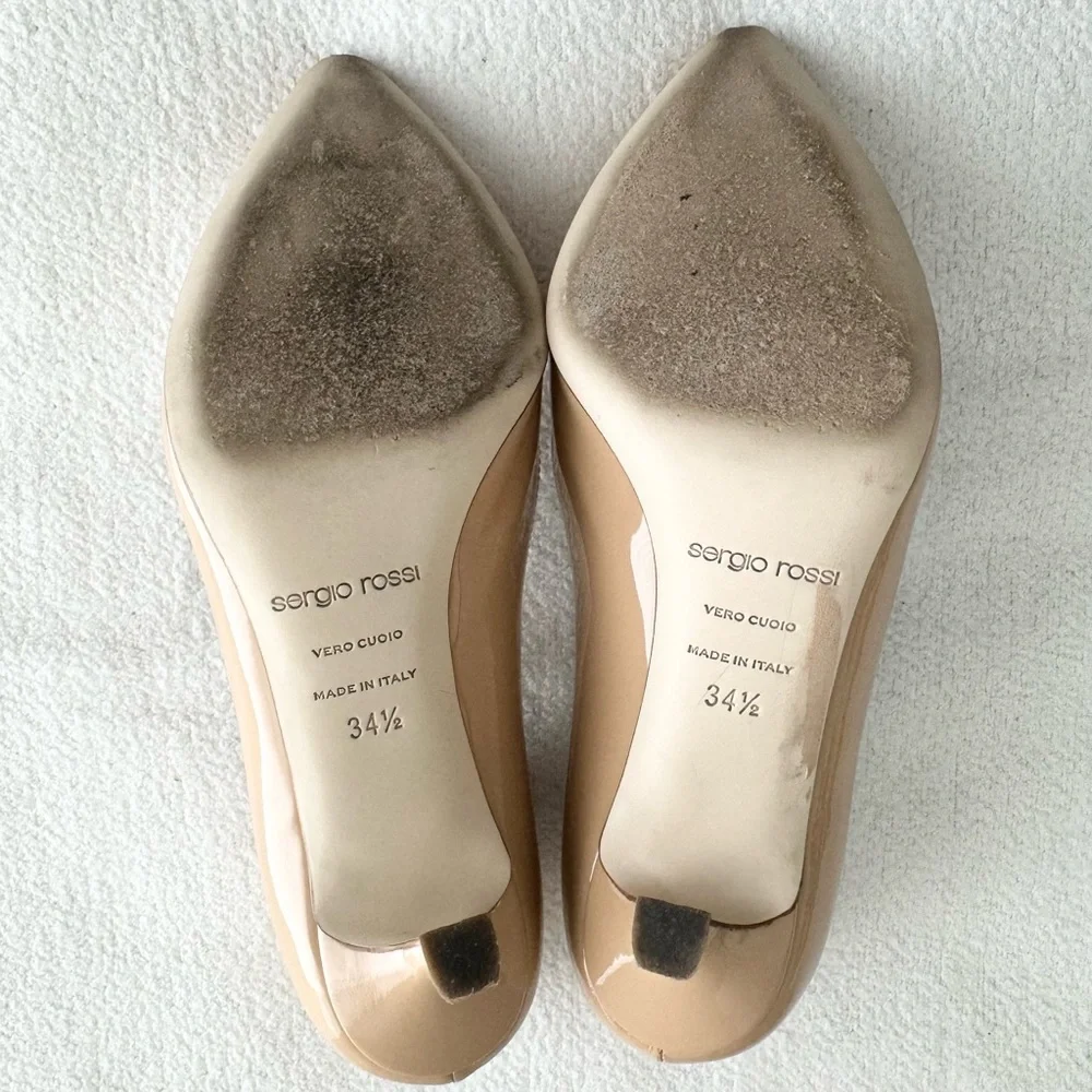 Sergio Rossi Mid-Heel Patent Calfskin Pump Blush 34.5 - Picture 7 of 15